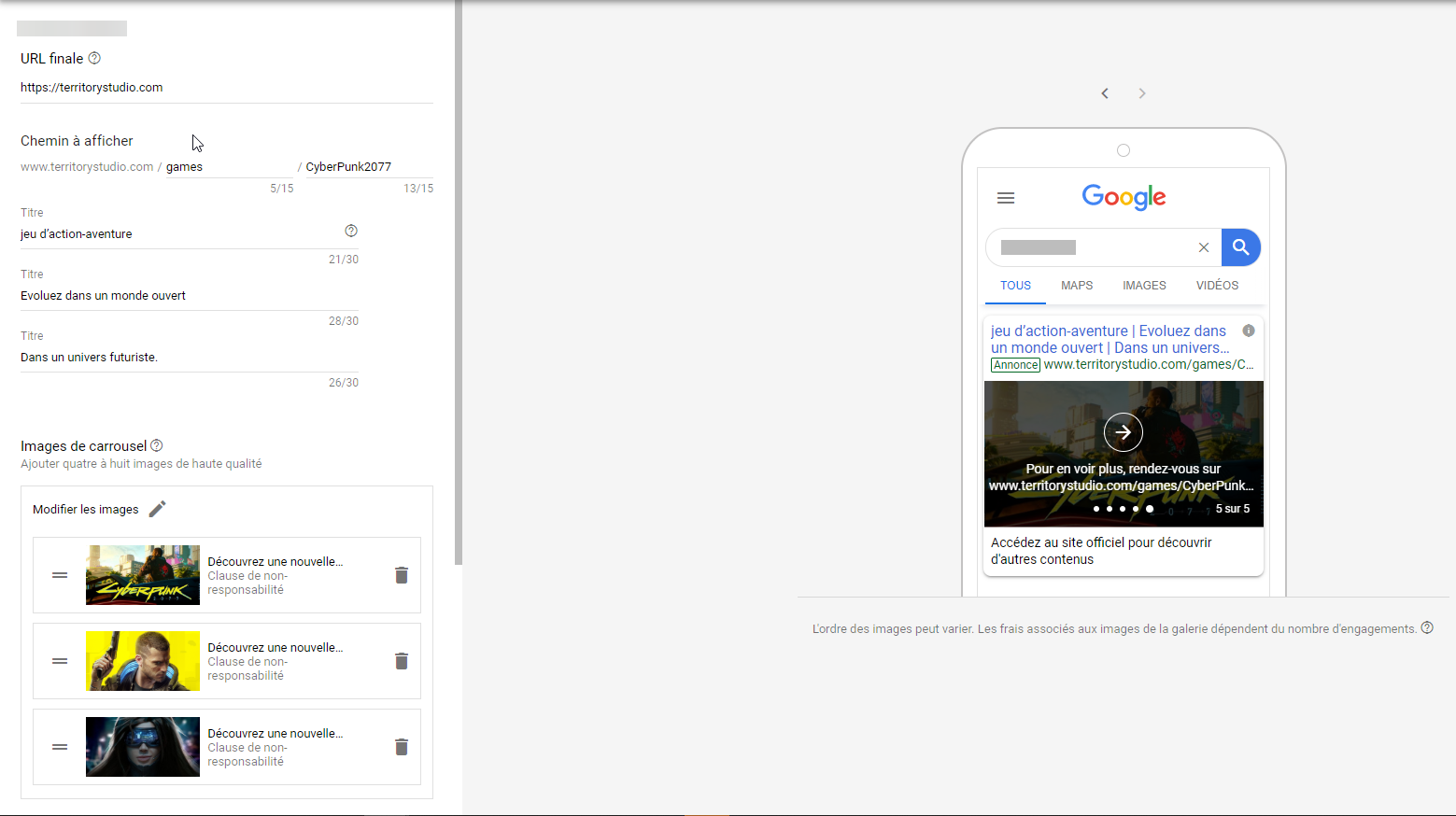 gallery ads creation